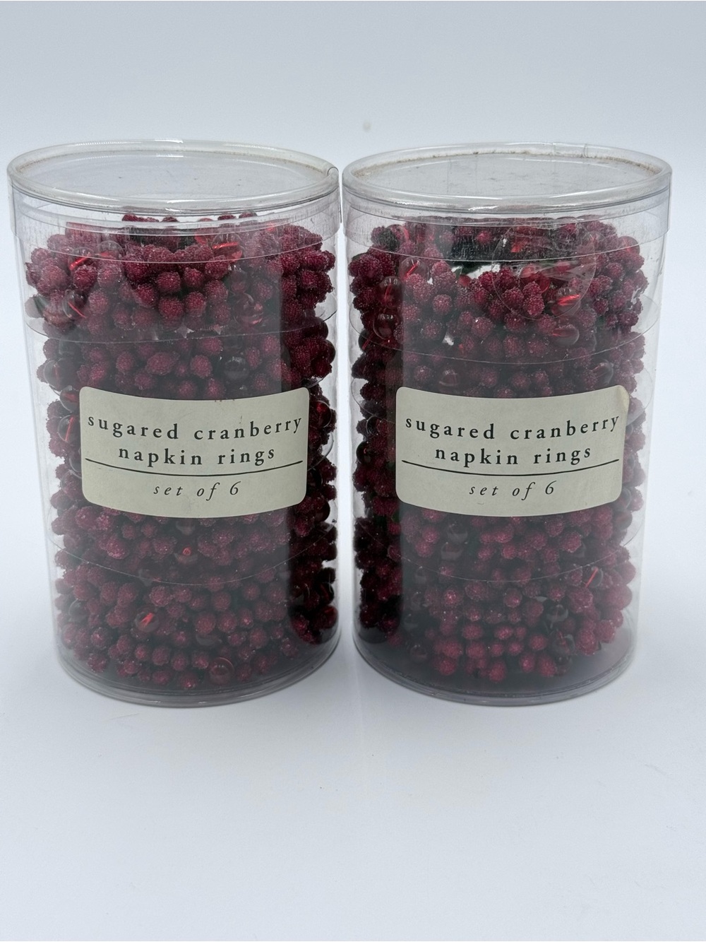 Vintage Pier 1 Sugared Cranberry Napkin Rings Set Of 12 Christmas Holiday NEW!